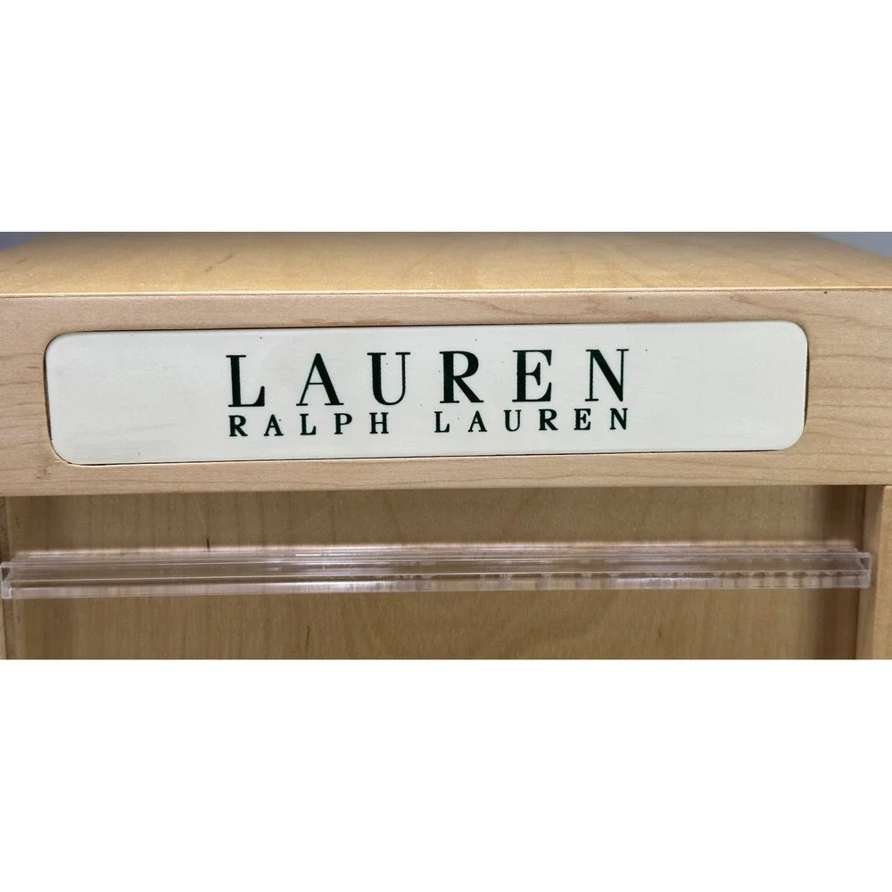 RALPH LAUREN WOOD TABLE COUNTER TOP JEWELRY EARRING STORE DISPLAY CASE 4 SIDED